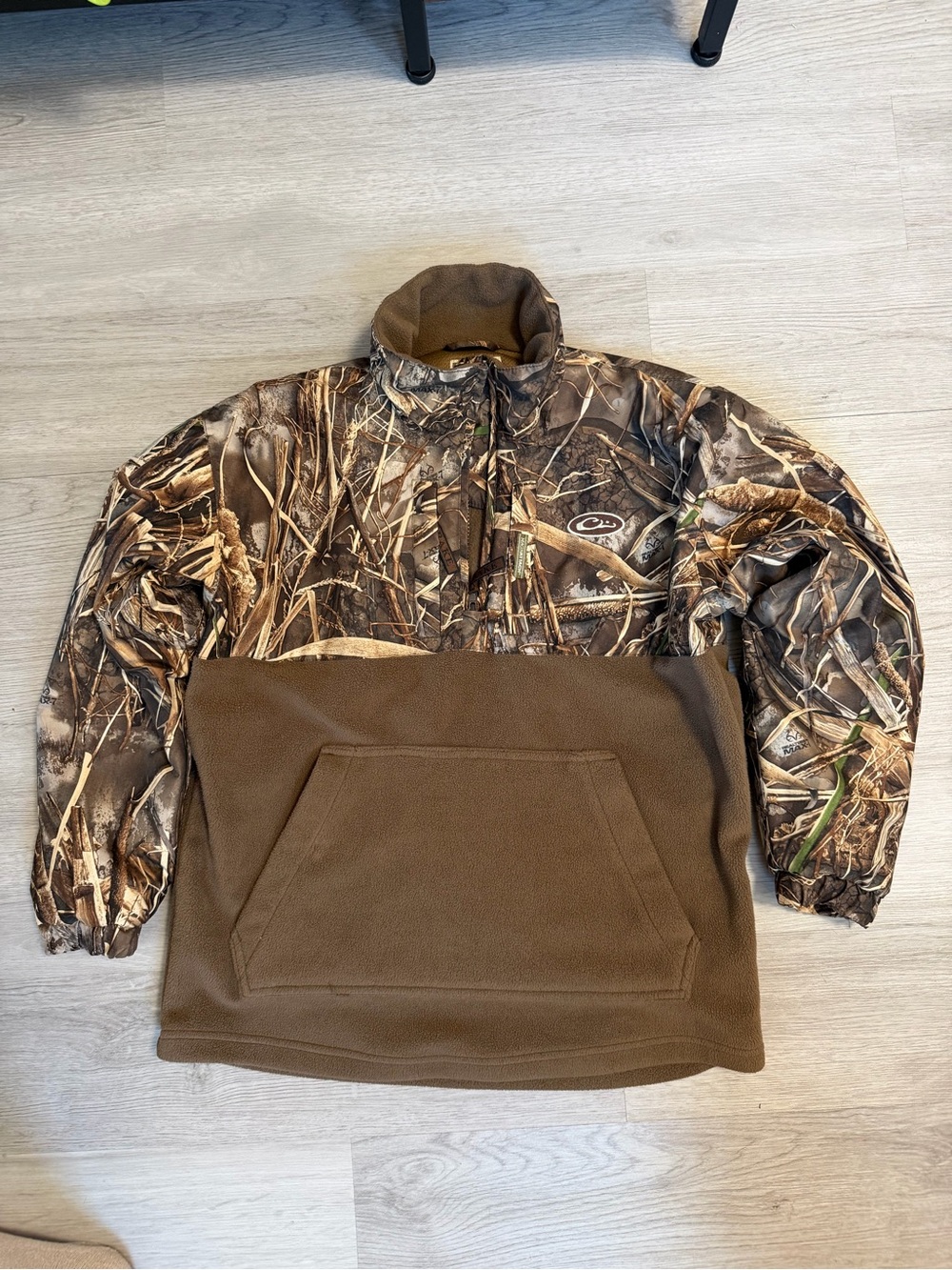 Drake Waterfowl Youth MST Eqwader 1/4 Zip Pullover Jacket Camo Fleece Size 16